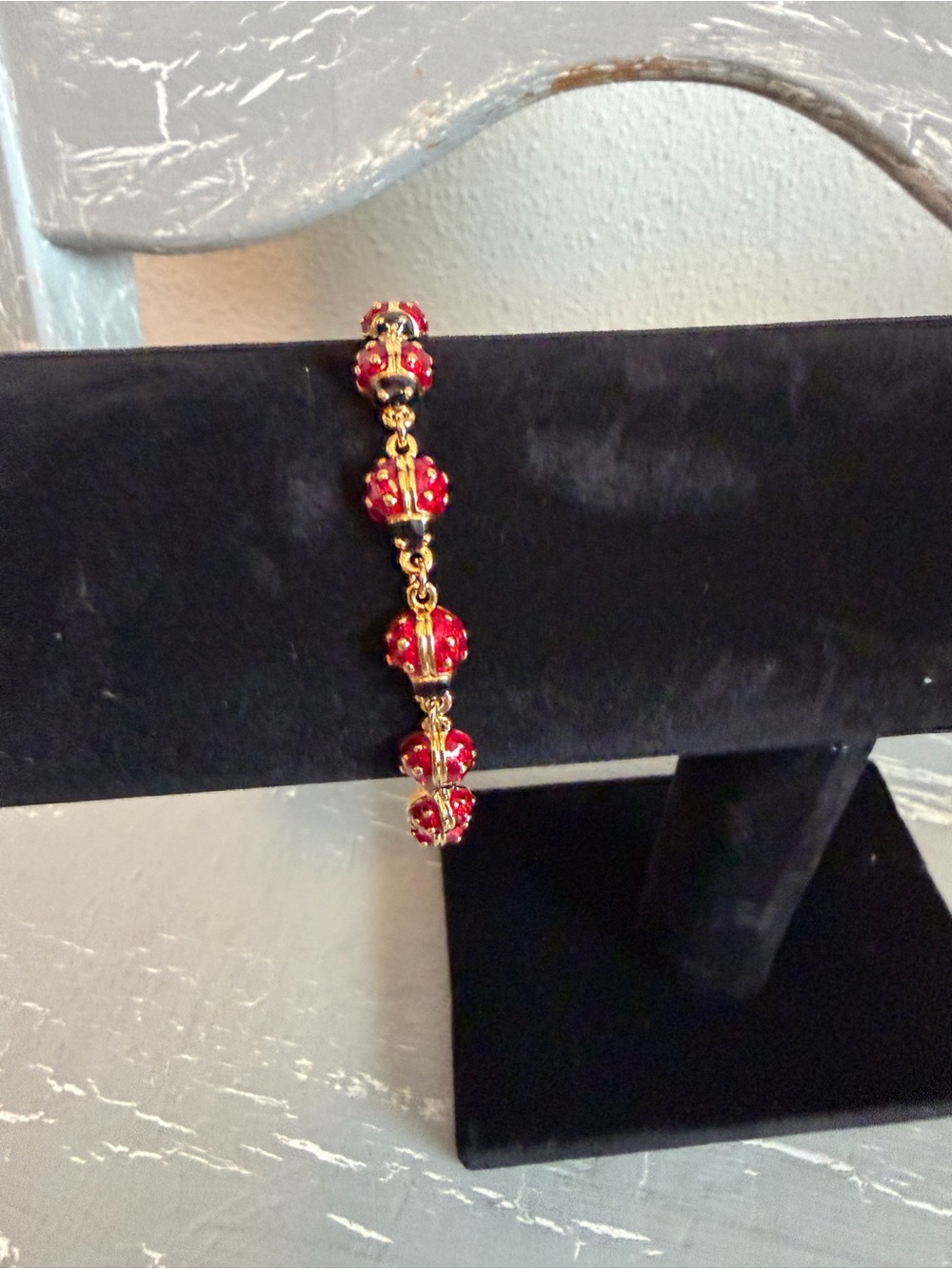 Joan Rivers Red Enamel Ladybug Bracelet with Matching Earrings - Picture 6 of 10